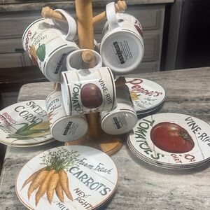 Sakura Farmstand Vegetables Stoneware Set 6 Mugs 8 Plates‎ David Carter Brown